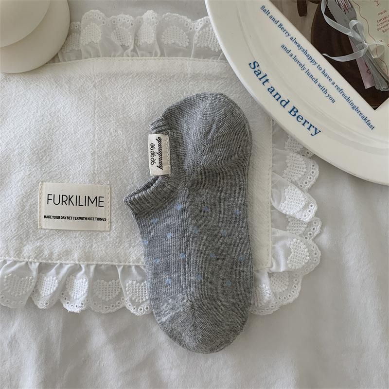

Female Spring and Summer Thin Cloth Mark Dot Preppy Breathable Non Slip Heel Socks 1 pair світло-сірий колір