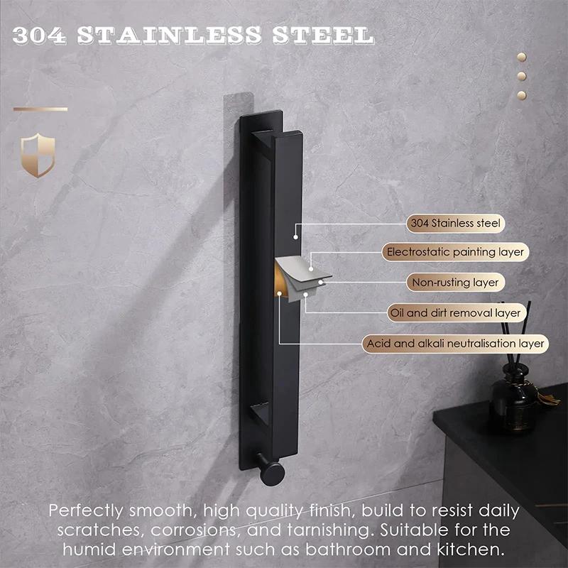 Self-Adhesive Towel Holder No Drilling Stainless Steel Guest Towel Holder Easy To Install for Hanging Bathroom Wall Guest Toilet