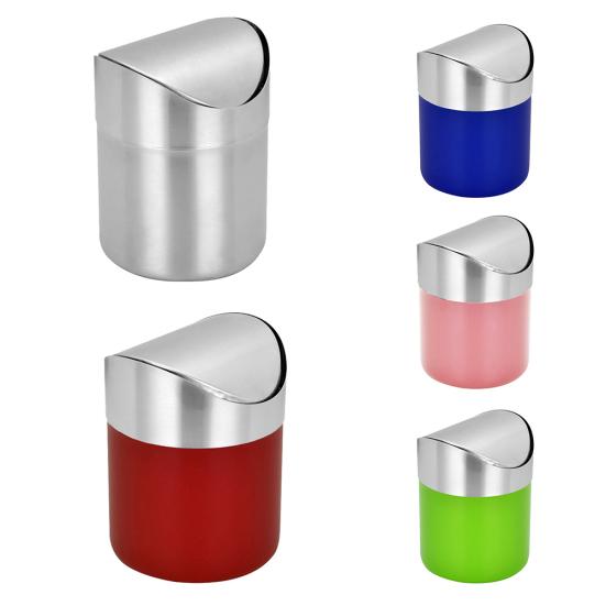 سلة مهملات صغيرة سلة مهملات بغطاء متأرجح لسطح العمل للمطبخ سطح المكتب نفايات قمامة سلة مهملات