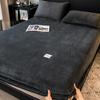 Autumn and Winter A-Class Milk Velvet Bed Sheet Solid Warm Cozy Mattress Protective Cover Bed Linen Protector Fitted Sheet Winter Keep Warm