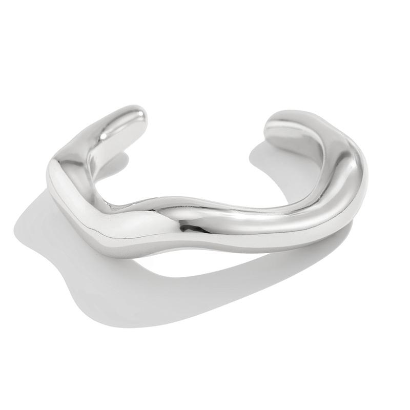 Exaggerated Irregular Cuff Bracelets for Women Fashion Punk Gold Silver Color Glossy Opening Plastic Bangle Female Jewelry