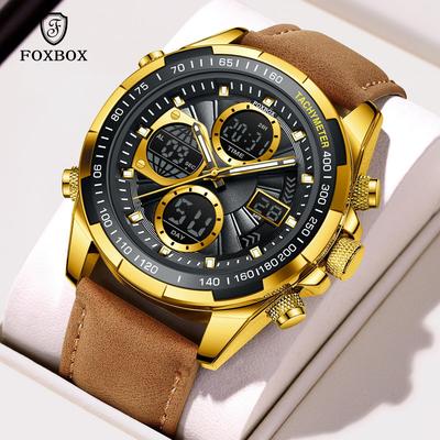 LIGE X FOXBOX Fashion Men Watch Luxury Original Military Sports Chronograph Watch Waterproof Clock Digital Men's Quartz Watch