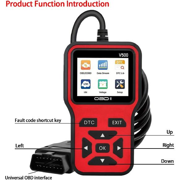 Scanner Diagnostico OBD2 - Strumento Scanner Codici Spia Check Engine con Reset, DTC, Flusso Dati, Pronta all'Uso I/M, Strumento di Scansione per Auto e Camion per Tutti