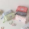 Cute Cherry Plaid Large Capacity Pencil Case Student Stationery Bag Ladies Cosmetic Bags Portable Clutch Purse Storage Bag Gifts