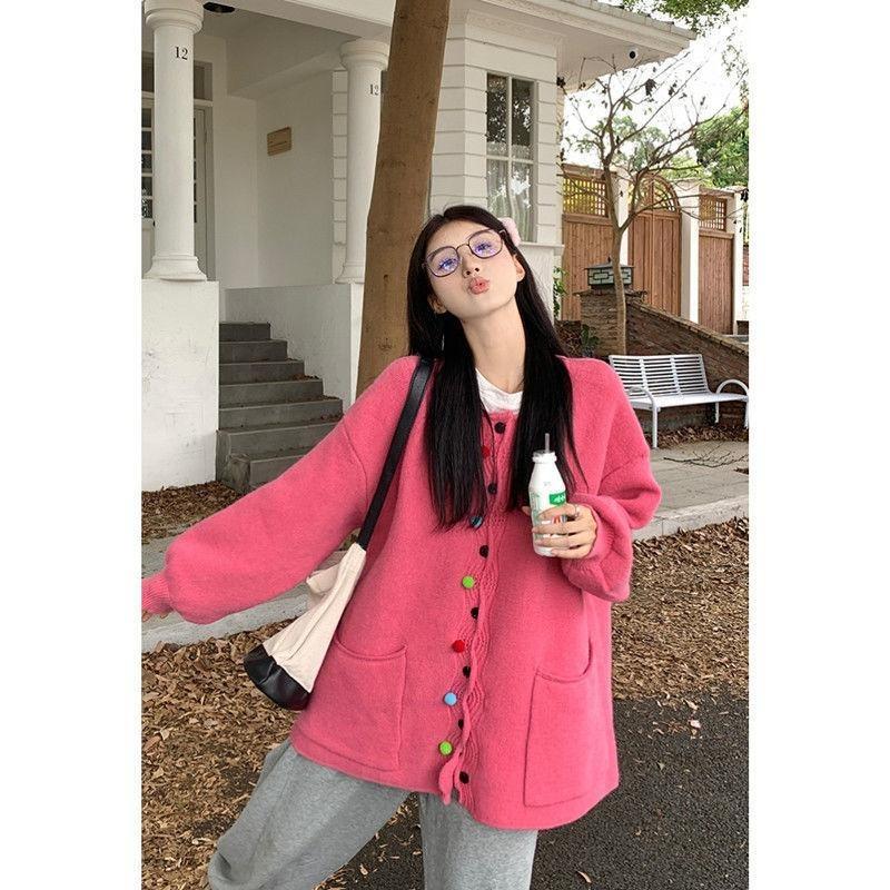 Large Size 2025 Autumn New Sweater Cardigan Soft, Sweet,Fashionable Loose Knit Jacket Top Women's Clothing