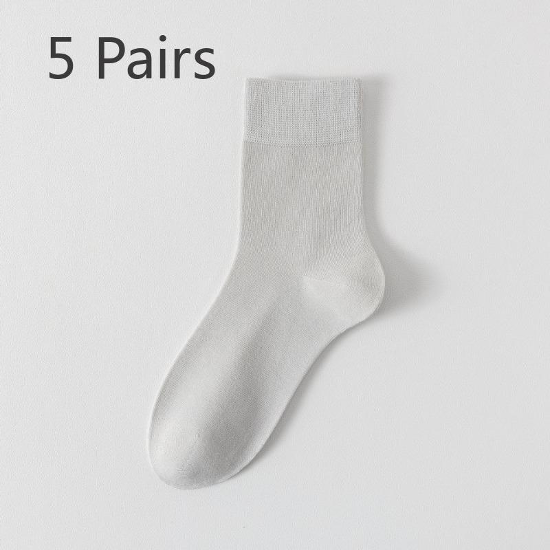 5 Pairs of Female Spring and Summer Mesh Breathable Sweat Absorbing Antibacterial Tube Socks