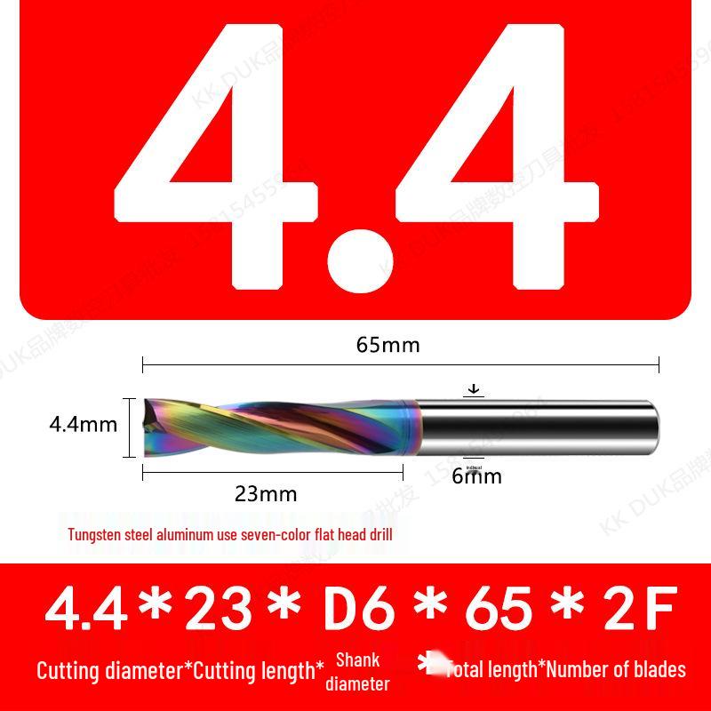 Tungsten Steel Flat Head Drill Bit for Aluminum, 180°, 4.1-6.0mm (0.1mm Intervals)