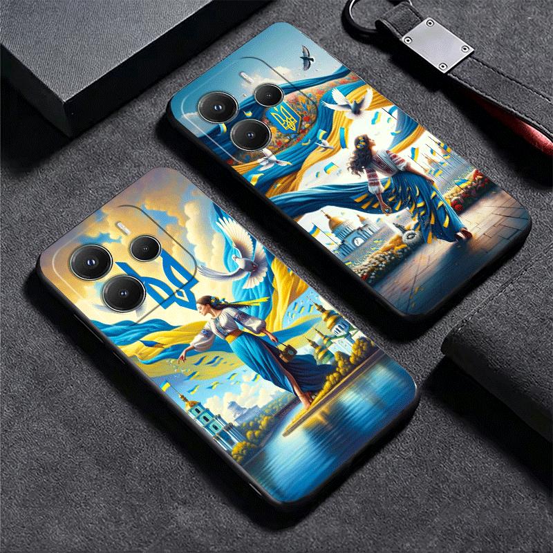 Blue Yellow Ukrainian Girl Soft Phone Case for Xiaomi Redmi Note 12 13 14 15 Pro Plus 11 12S 11S 11T 10 4G Black Cover Back Shel