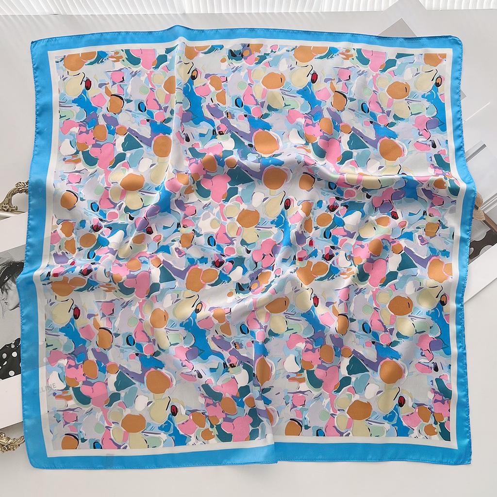 Color Printing Foreign Gas Simulation Silk Scarf Women'S Spring Summer Versatile Office Shawl Windproof Headscarf