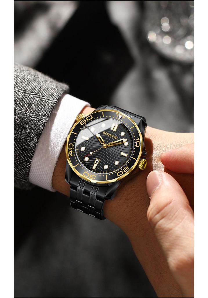 Binbond Luxury Men's Quartz Watch - Waterproof, Luminous, Rotating Dial