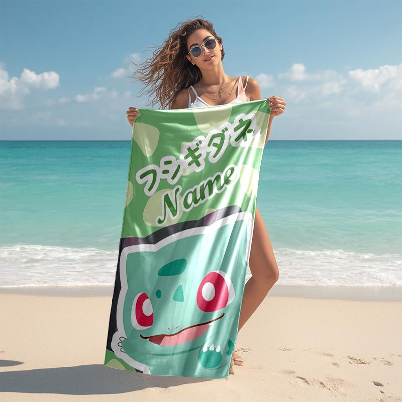 Personalized customized proof beach towel with Pokémon pattern - soft, absorbent,quick-drying,perfect swimming,camping&bathing
