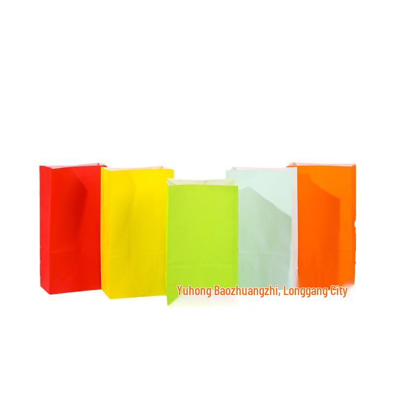 Handle-Free Colored Candy Kraft Paper Bags for Children's Gifts & Snack Storage