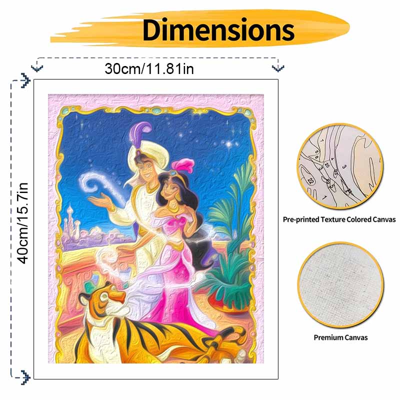 Disney Aladdin Jasmine DIY Oil Painting Art Painting Kit Home Wall Decor Handmade Gift for Romantic Couple Painting Lovers Art Project