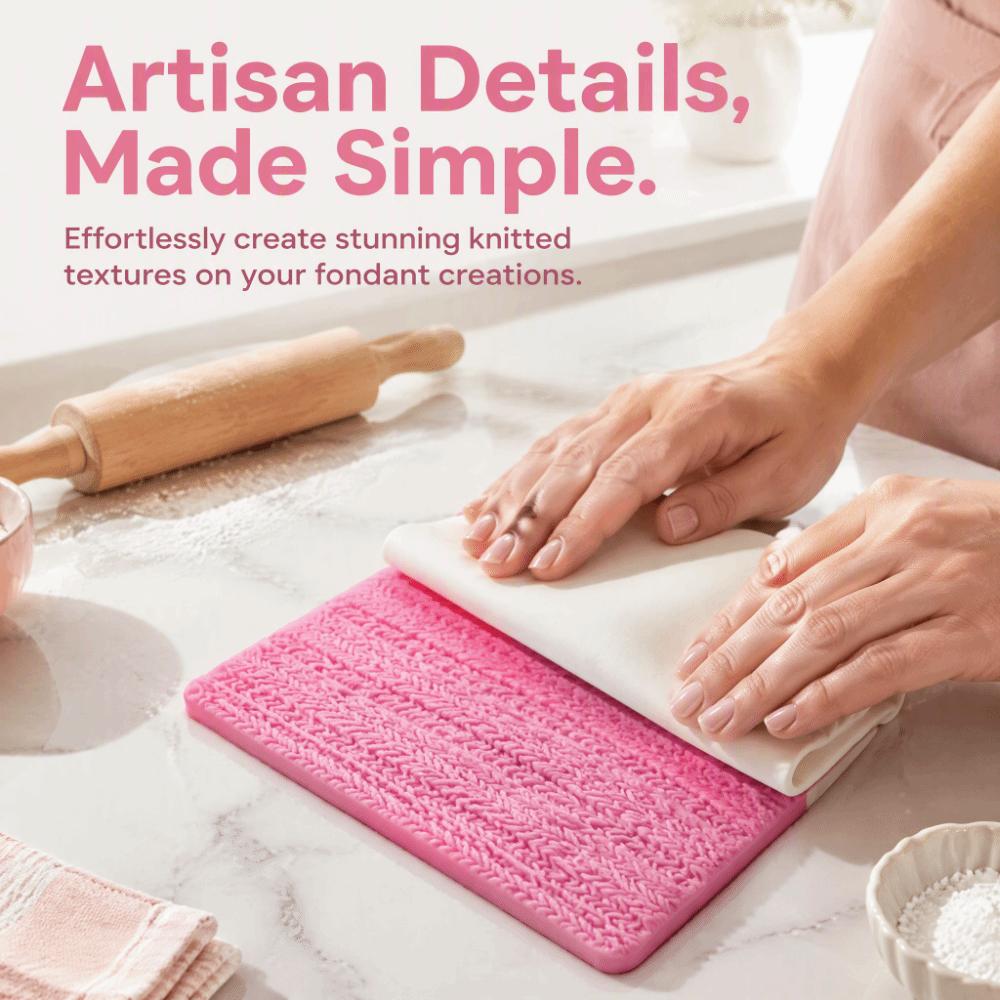 4PCS Silicone Fondant Impression Mat Knitted Texture Knitting Texture Mold Cupcake Decorating
