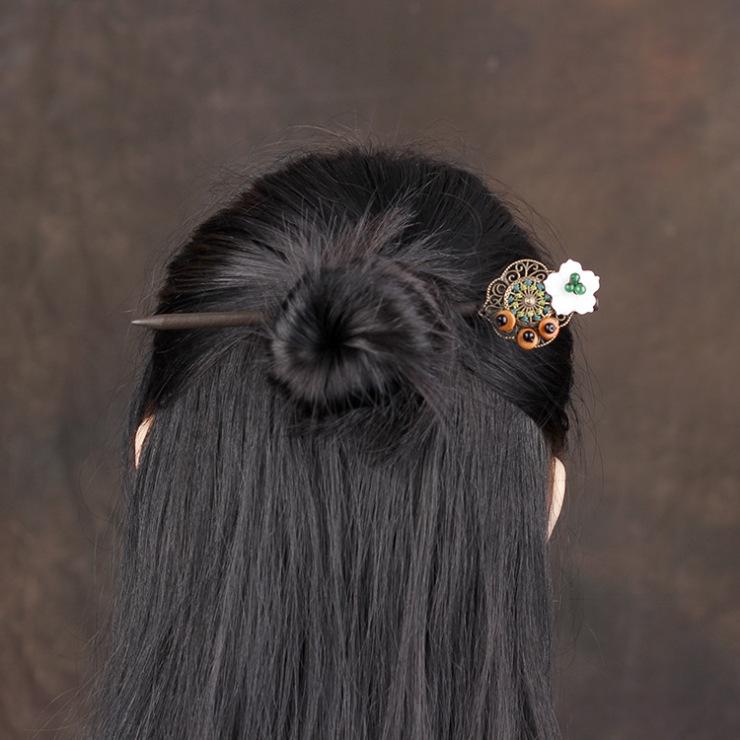 Retro Walking Hairpin, Ancient Hanfu Fringed Headdress, Hairpin, Court Classical Disc Hair, Wooden Hairpin, Hair Accessories