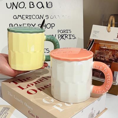 Prosty Diamentowy Ceramiczny Kubek z Pokrywką dla Uczniów Kubek na Śniadanie Mleko Kubek dla Pracownika Biurowego Kubek na Mleczną Herbatę Kubek Biurowy Kubek Pamiątkowy Prezent