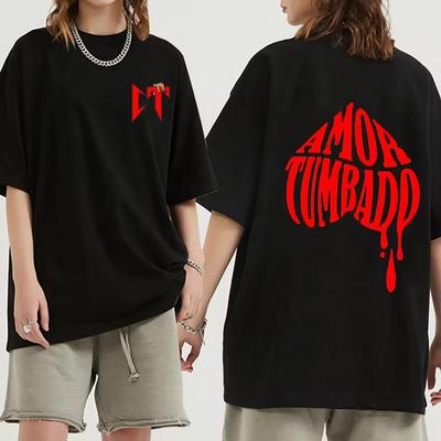 Women Fashion Natanael Cano Amor Tumbado Red CT Sloth Print Tshirts for Men Women Hip Hop Oversized Streetwear Casual T-shirt