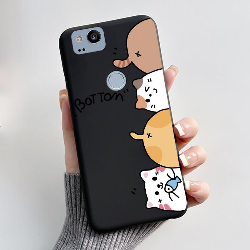 Cute Case For Google Pixel 2 / Pixel 2XL Printing Shell Pixel 1 XL Pixel1 Protective Cover Soft Silicone Cartoon Black Casing
