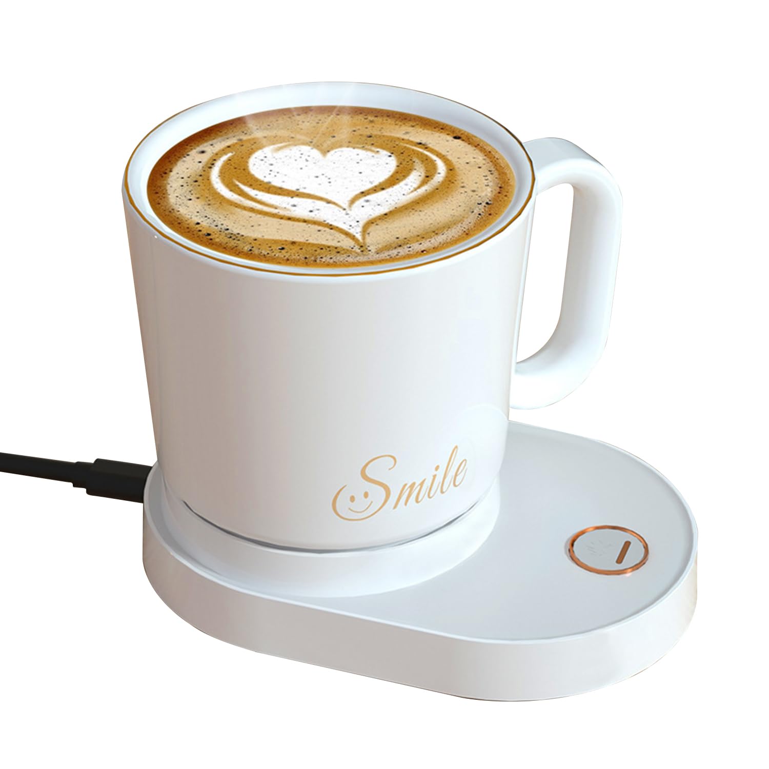 

Кружка-мешалка с подогревом MACOLAUDER 300 мл, с USB, постоянная температура 55°C и керамический дизайн, с крышкой, для чая, кофе и детской смеси, с автоматическим