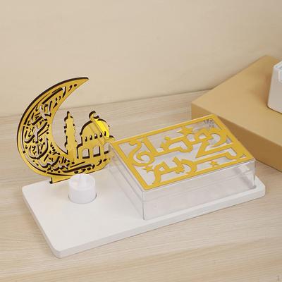 Ramadan Table Decoration Acrylic Fruit Tray Food Home Art Craft with Flameless Candle Tabletop
