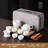 Suet jade white porcelain ink wind kung fu tea set high-end household tea business gift printing