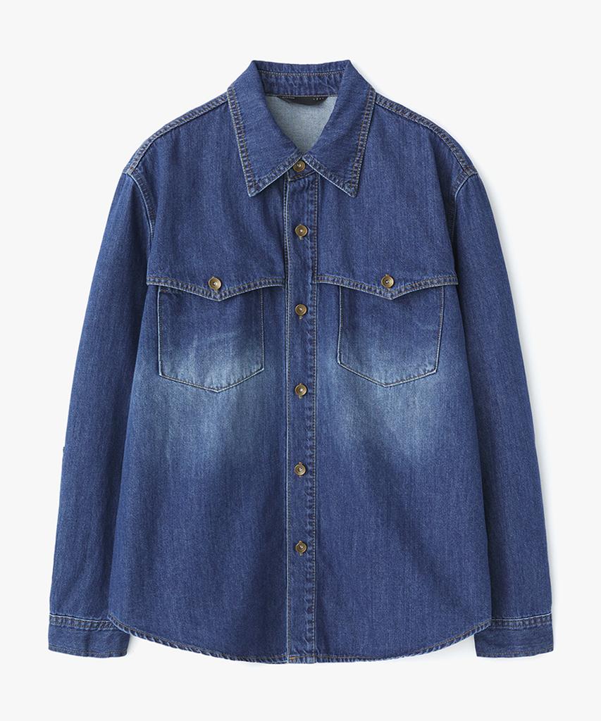 Le Mad Western Washed Denim Shirt - Indigo