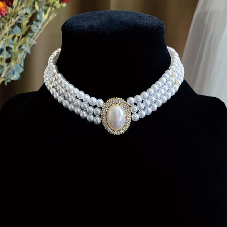 Clavicular Chain Trendy Wedding Jewelry Pieces Imitation Pearls Choker Necklace