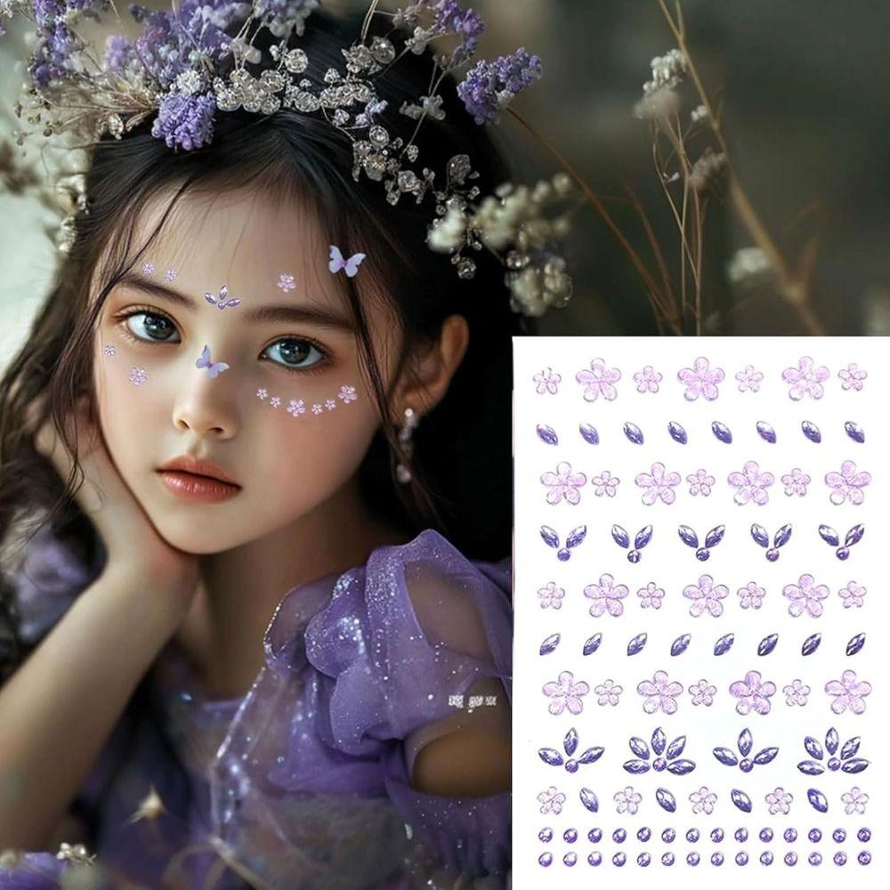 Self-Adhesive Rhinestones Face Gems Sticker Flower Makeup Decoration  for women and girls