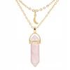 Natural Stone Necklace Pink Quartz Moon