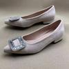 Flats Shoes Women Flash Diamond Buckle Pointed Flat Sole Single Shoe for Women's  Work Shoes Comfortable for Work
