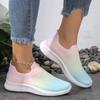 Fashion Gradient Color Women Flats Shoes Breathable Mesh Platform Sneakers Slip on Soft Ladies Casual  Women Shoes Tennis Flats