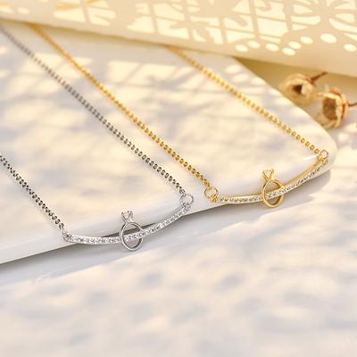 Simple and Versatile Light Luxury High-end Smiley Face Necklace Design Ring Clavicle Chain Women