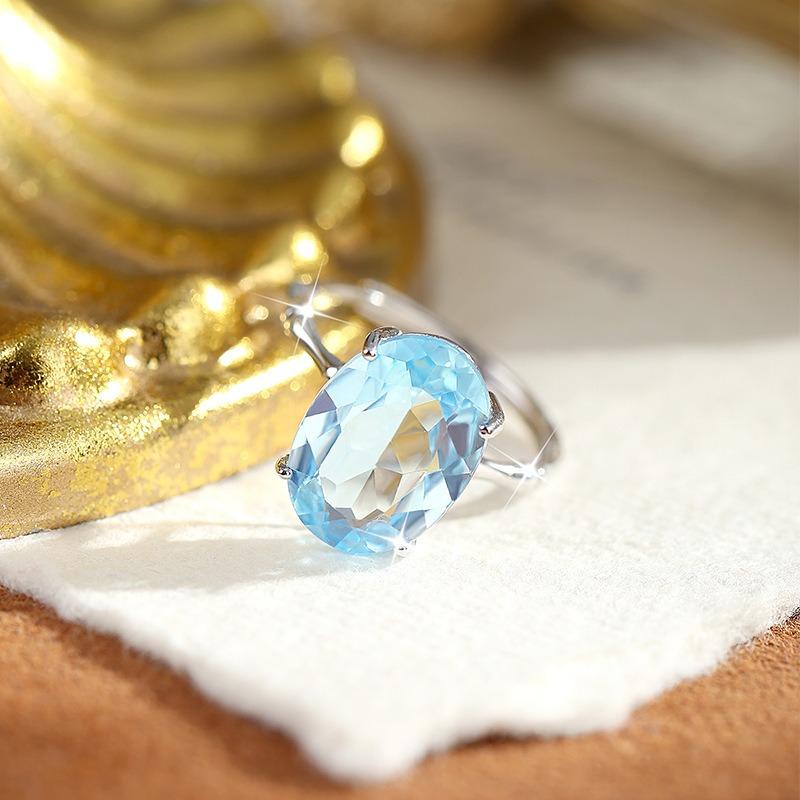 Natural Explosion Topaz Amethyst Citrine Ring S925 Silver Light Luxury Jewelry Main Stone 10 * 14mm Fashion Gift