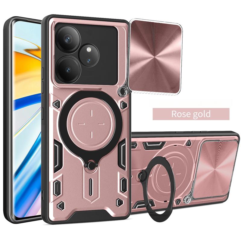 Para Realme GT6 GT 6T Neo 6 Neo6 SE Funda Protectora de Lente Deslizante para Teléfono Para Realme GT Neo6SE Armor Soporte Magnético Anillo Cubierta Trasera