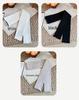 2025 Autumn/Winter Girls' Ruffle Edge Brushed Leggings - Solid Color, Versatile, Elastic Nine-Point Pants