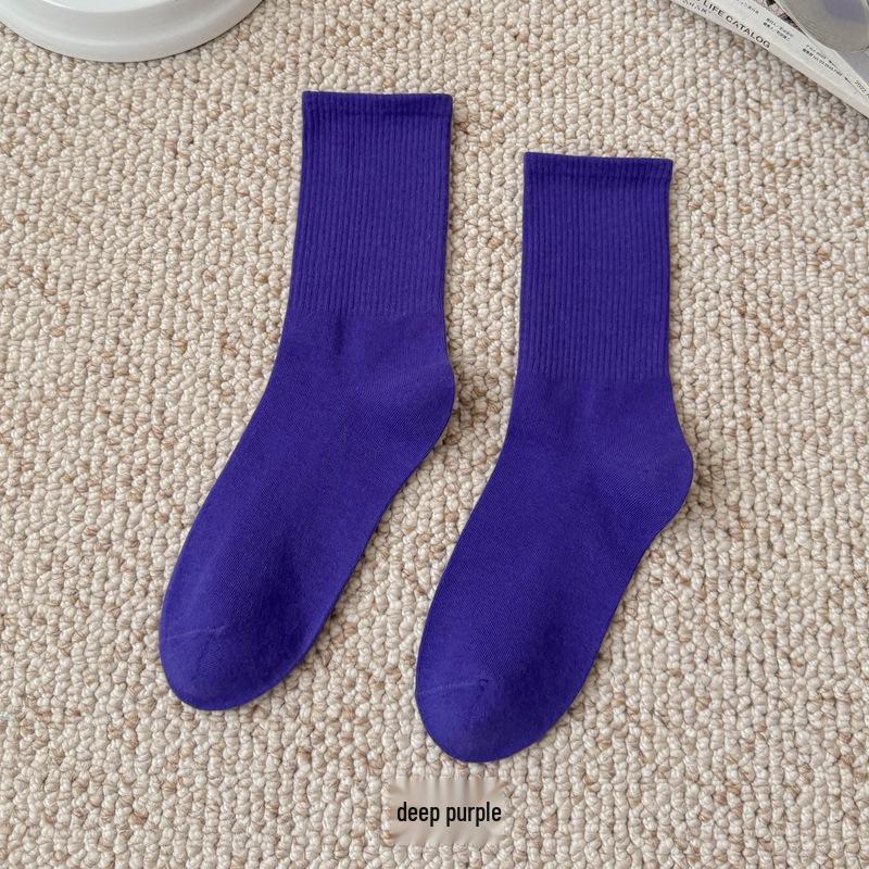 Bunte Damen Kniehohe Candy Color Scrunch Socken - Trendy, Ganzjährig, Mittelhoher Schaft, Einfache Tanz Baumwollsocken