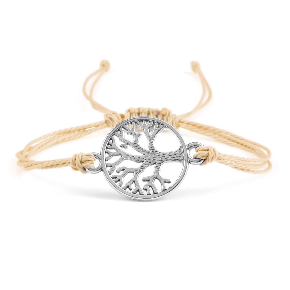 26Colors Wax Thread Braided Bracelets Charm Silver- Tree of Life String Bracelet Adjustable Bangles Friendship Gift Jewelry