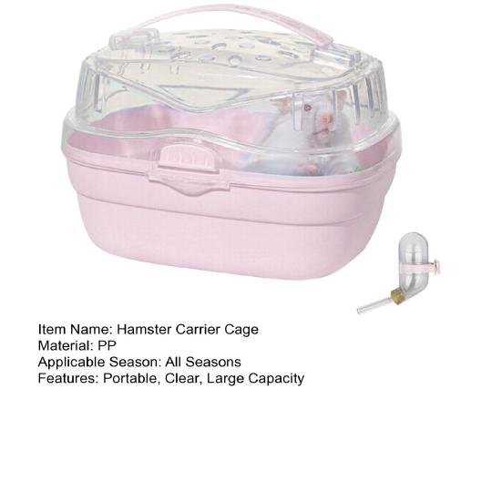 Hamster Carrier Cage with Water Bottle Portable Small Animal Travel Cage Plastic Clear Guinea Pig Carrying Case for Dwarf Hamsters Chinchillas
