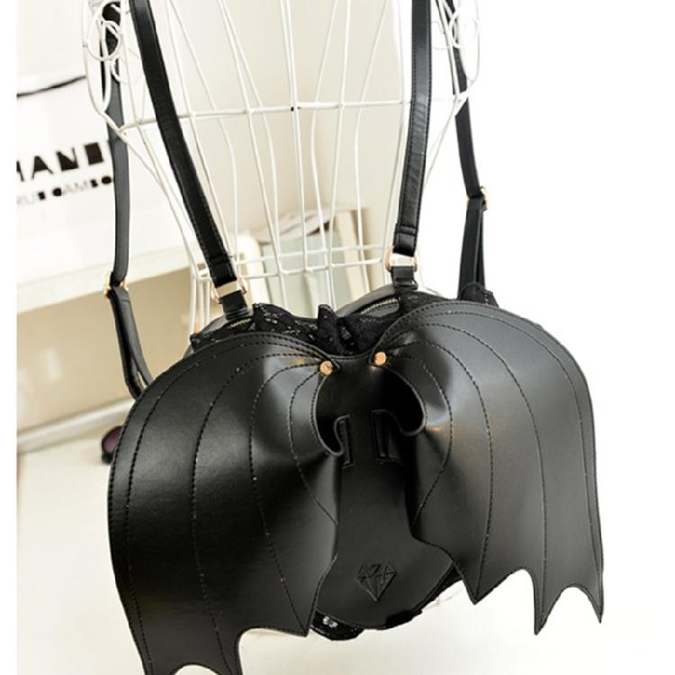 Zaino in Pizzo Trendy ad Ali di Pipistrello Rucksack in PU Daypack Gotico per Shopping e Appuntamenti