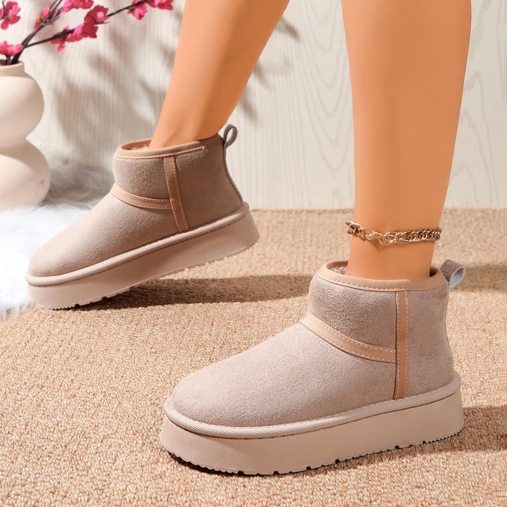 Fashion Thick Plush Platform Snow Boots Women Winter Keep Warm Cotton Shoes Suede Cpomfortable  Ankle Botas Padded Shoes for Women