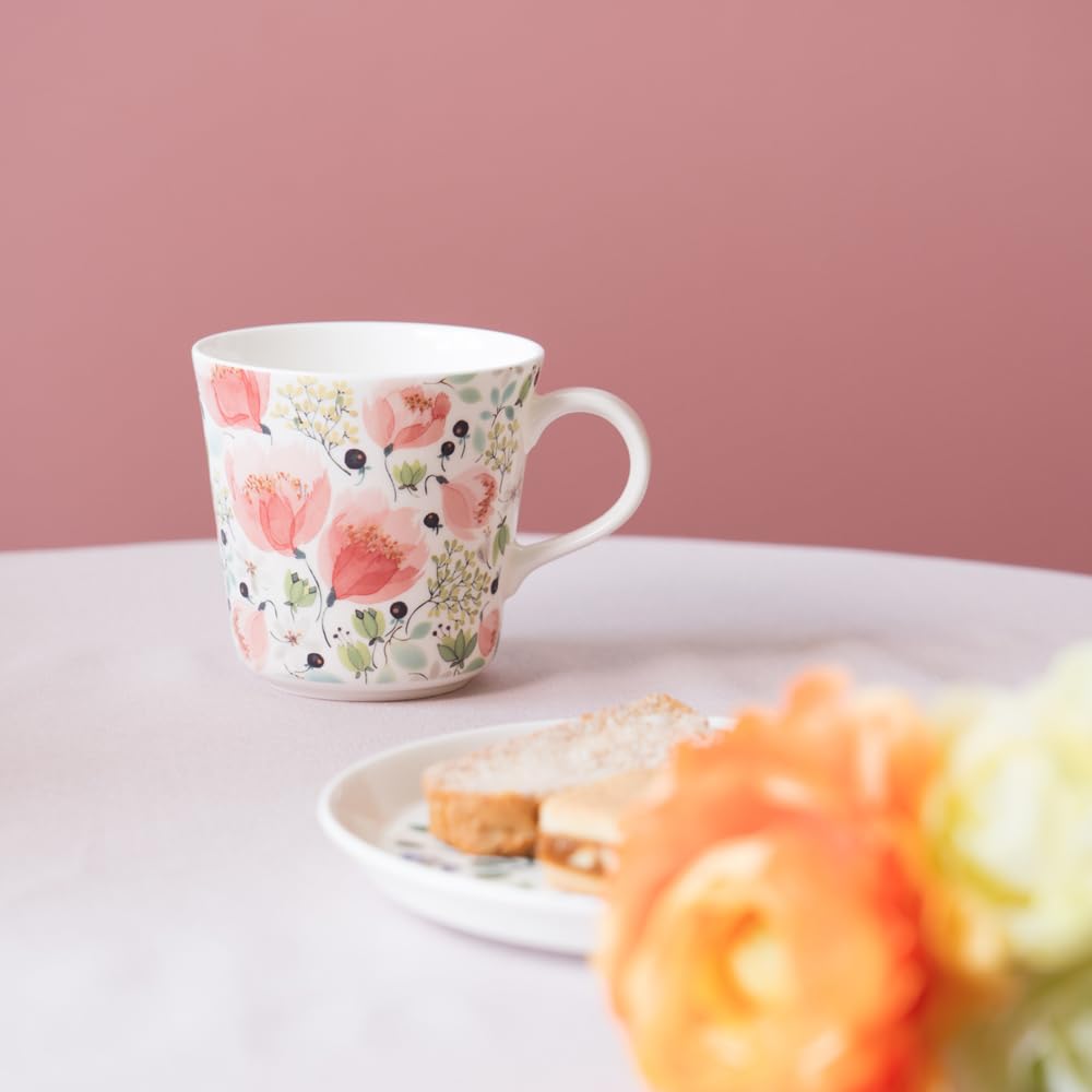 NARUMI Anna Emilia Floral Perfect for or any other and Gift boxed and Product Mug, 340cc, "Thank You" Print, Cute, Large, Weddings, Mother's Day,