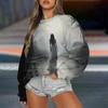 Women's Casual Fashion Printed Long Sleeved Knitted Sportswear Top, Loose Fit Halloween