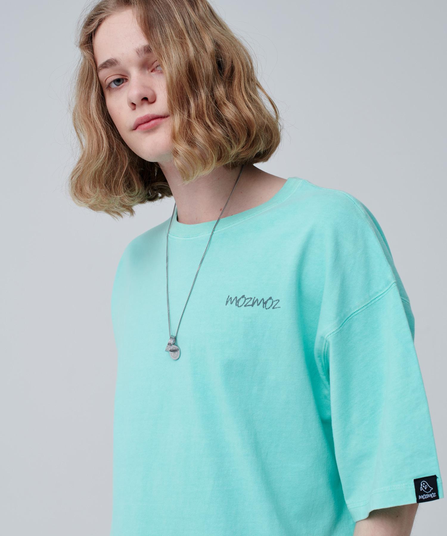 Moz Moz Mountain Pigment Oversized T-Shirt_Mint 1