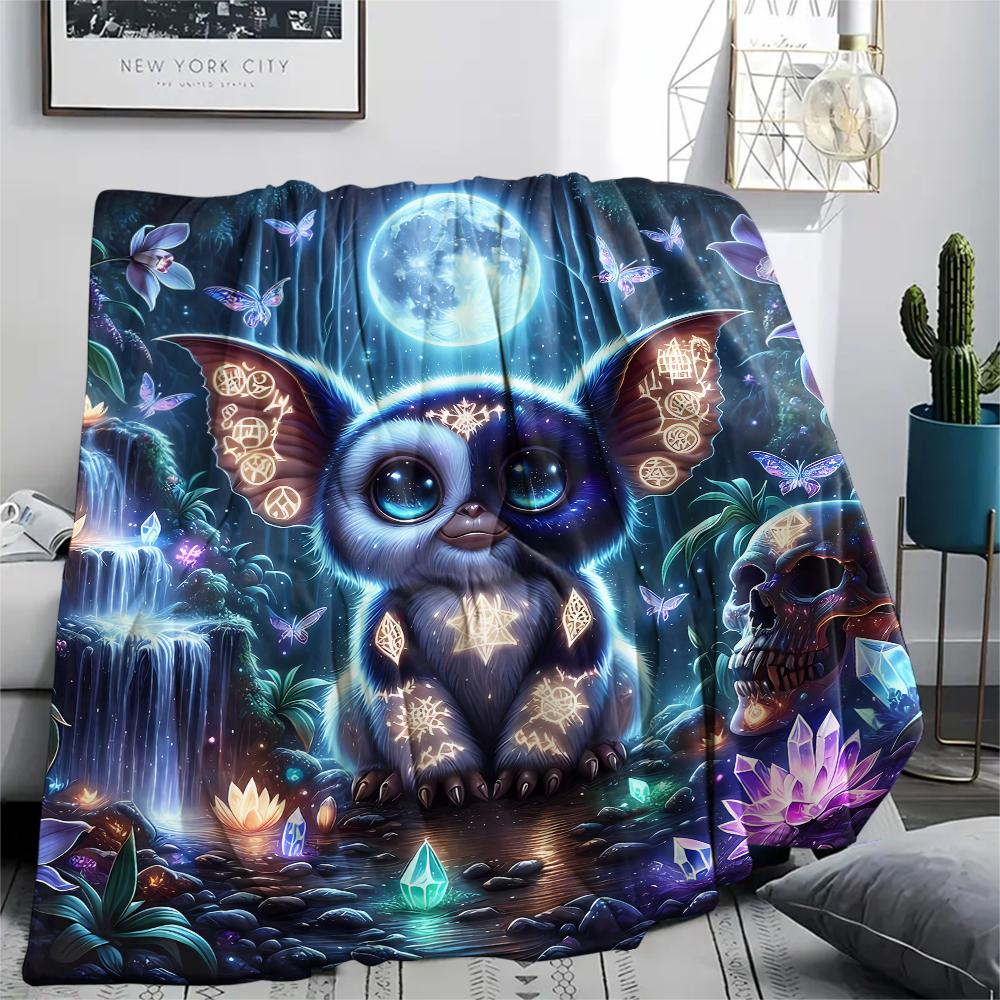 1pz Coperta in Flanella con Stampa Gremlins, Alta Qualità per Tutte le Stagioni, Arredamento per la Casa, Calore e Comfort, Perfetta per Regali di Natale