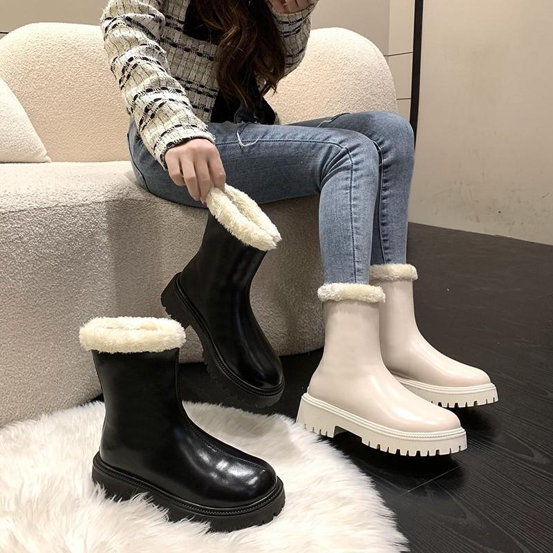 Fashion Women Warm Plush Ankle Boots Comfort Non Slip Big Size Shoes Concise Cotton Short Botas De Mujer 2025 New