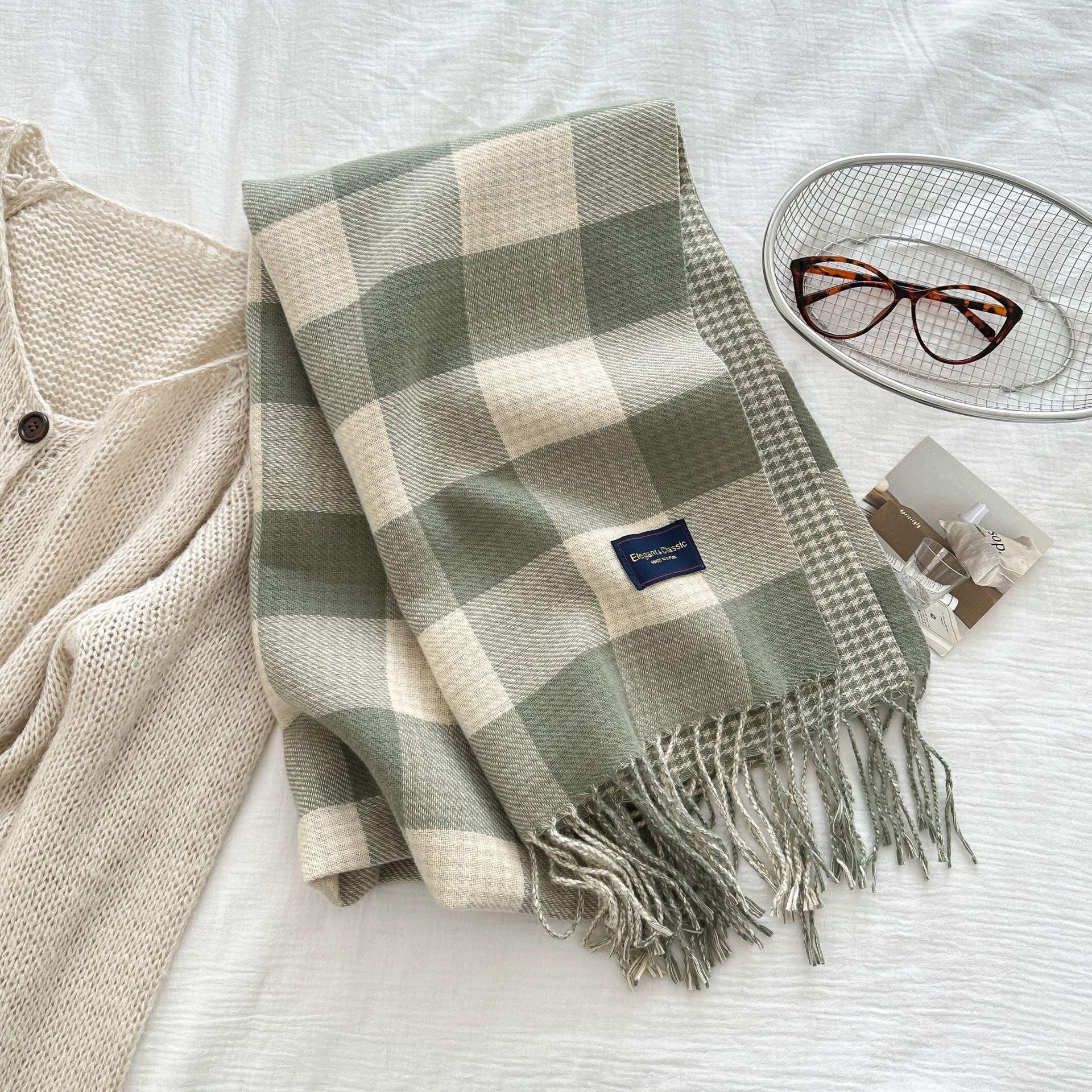 

Imitation Cashmere Scarf Winter Women s Thickened Versatile High End Artistic Scarf Plaid New Scarf Shawl for Men 54*205cm