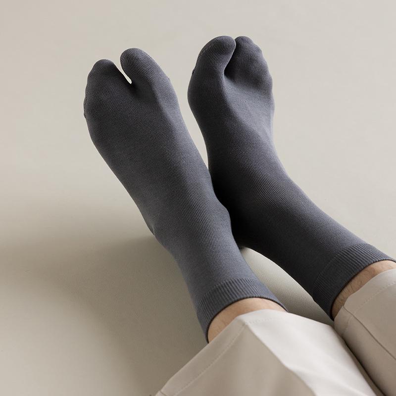 Chaussettes Japonaises Mi-Mollet en Coton Anti-Odeur à Deux Doigts pour Homme (Geta & Design à orteil séparé)