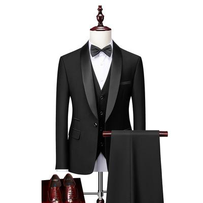 Herrenanzug, 3-teilig, schmale Passform, Smoking, Abschlussballanzug, Bräutigam, Hochzeit, Blazer, hochwertiges Kleid, Jacke, Mantel, Hose, Weste