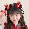 Tassel Chinese New Year Headwear Braid Hair Hanfu Hair Sticks Lovely Red Bow Hairband  Baby