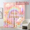 Set Of 2 Flat Printing Curtains Without Rod Birthday Bliss Chic Print Versatile Fabric Decorations Inside Made Polyester